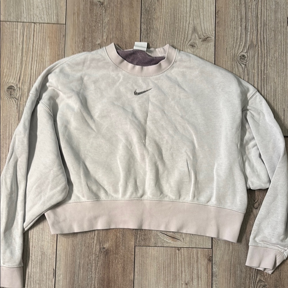 Nike Light Gray Cropped Sweatshirt Womens XSmall